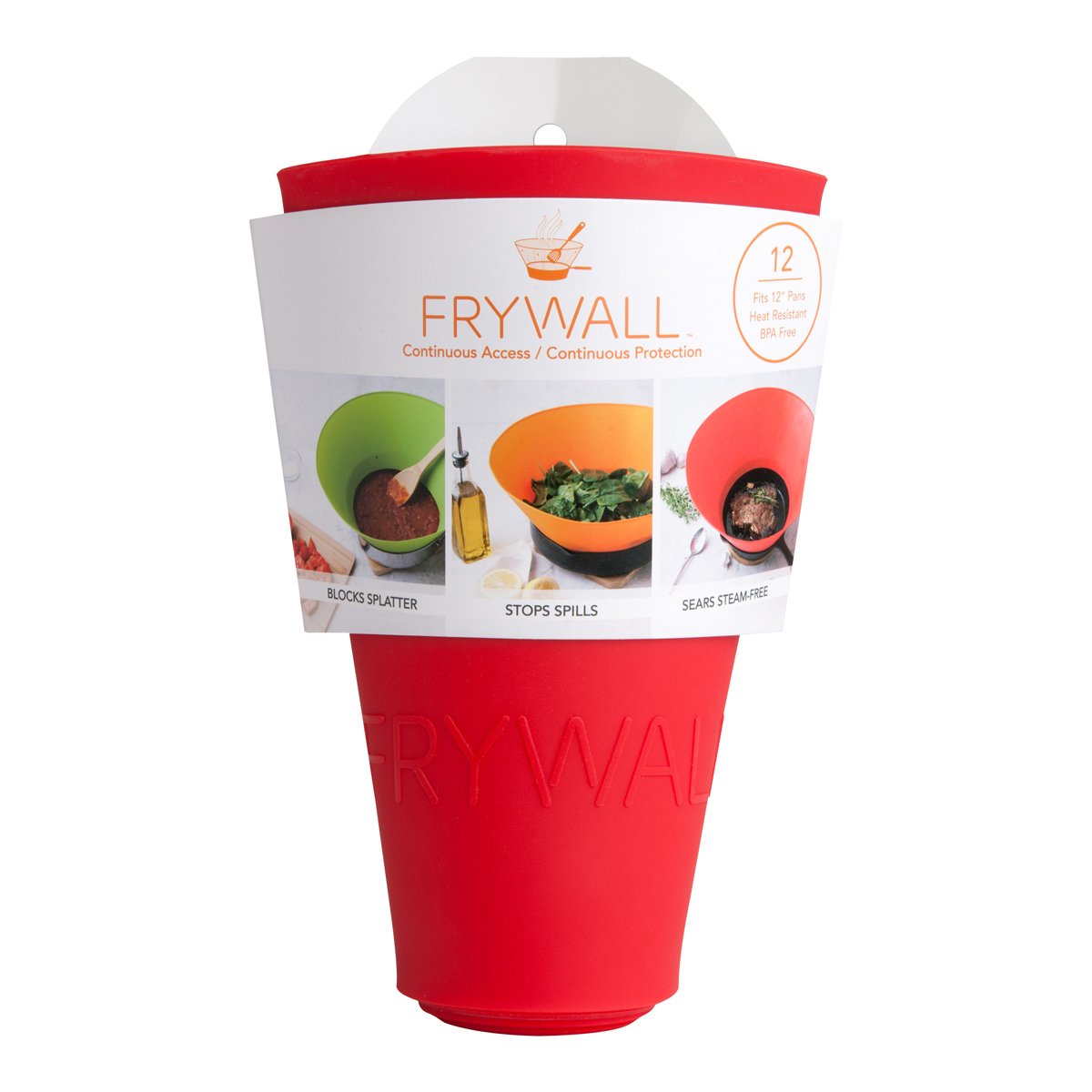 Frywall 12 large red splatter guard silicone detail demonstrates durability