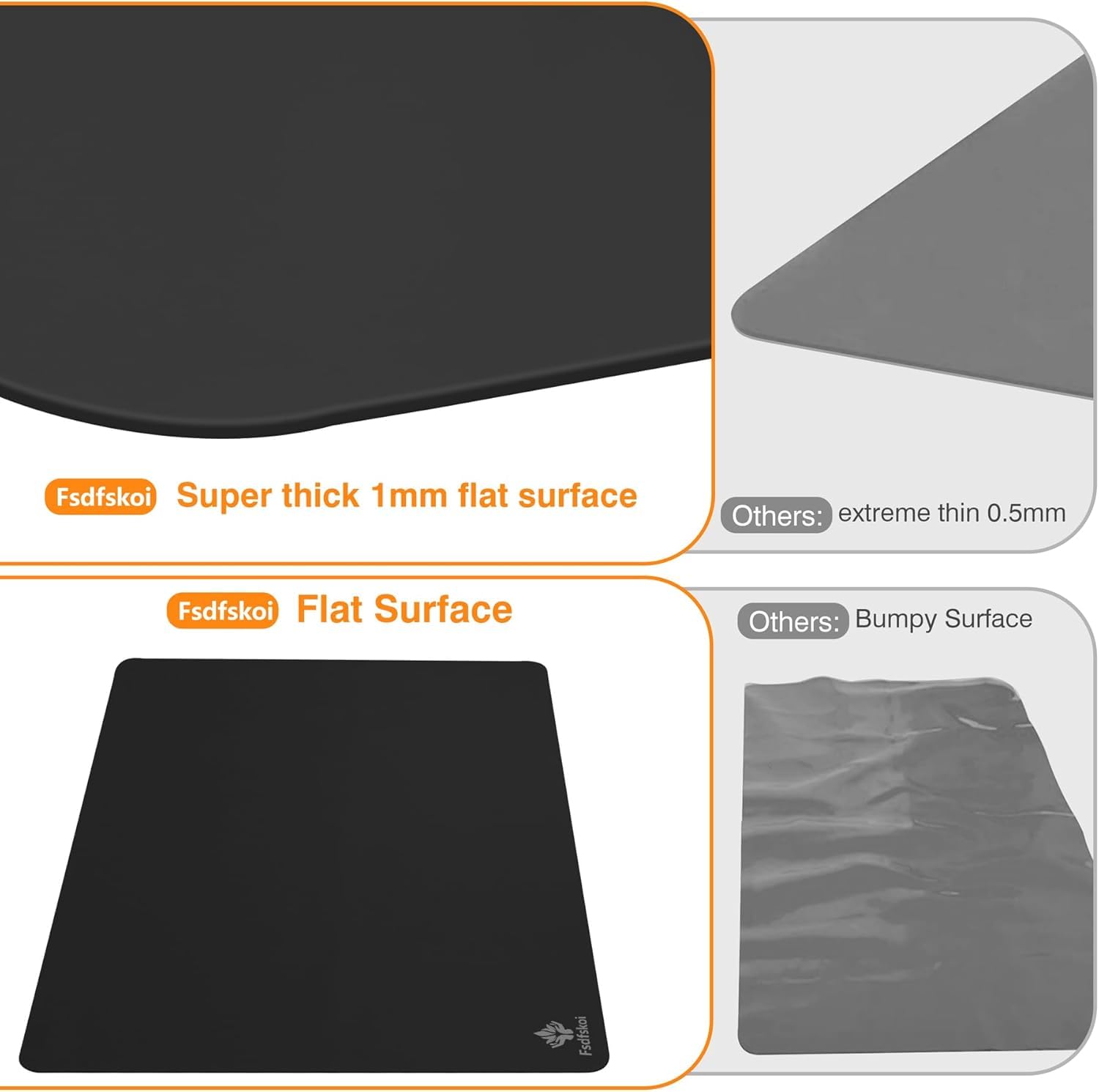 Fsdfskoi silicone mat matte side nonstick for dough and crafts.