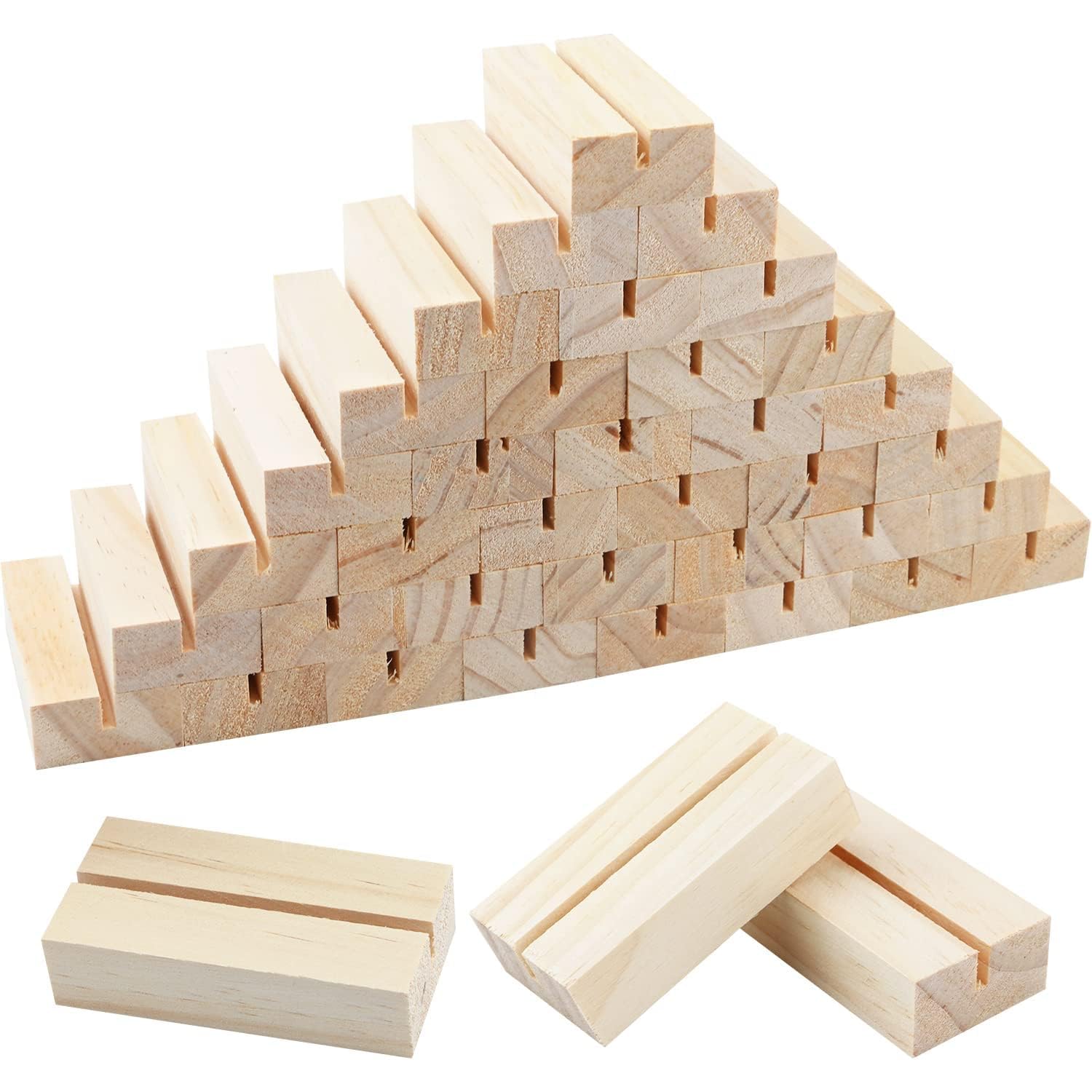 FSWCCK wood place card holders on a dining table for elegant event labeling.