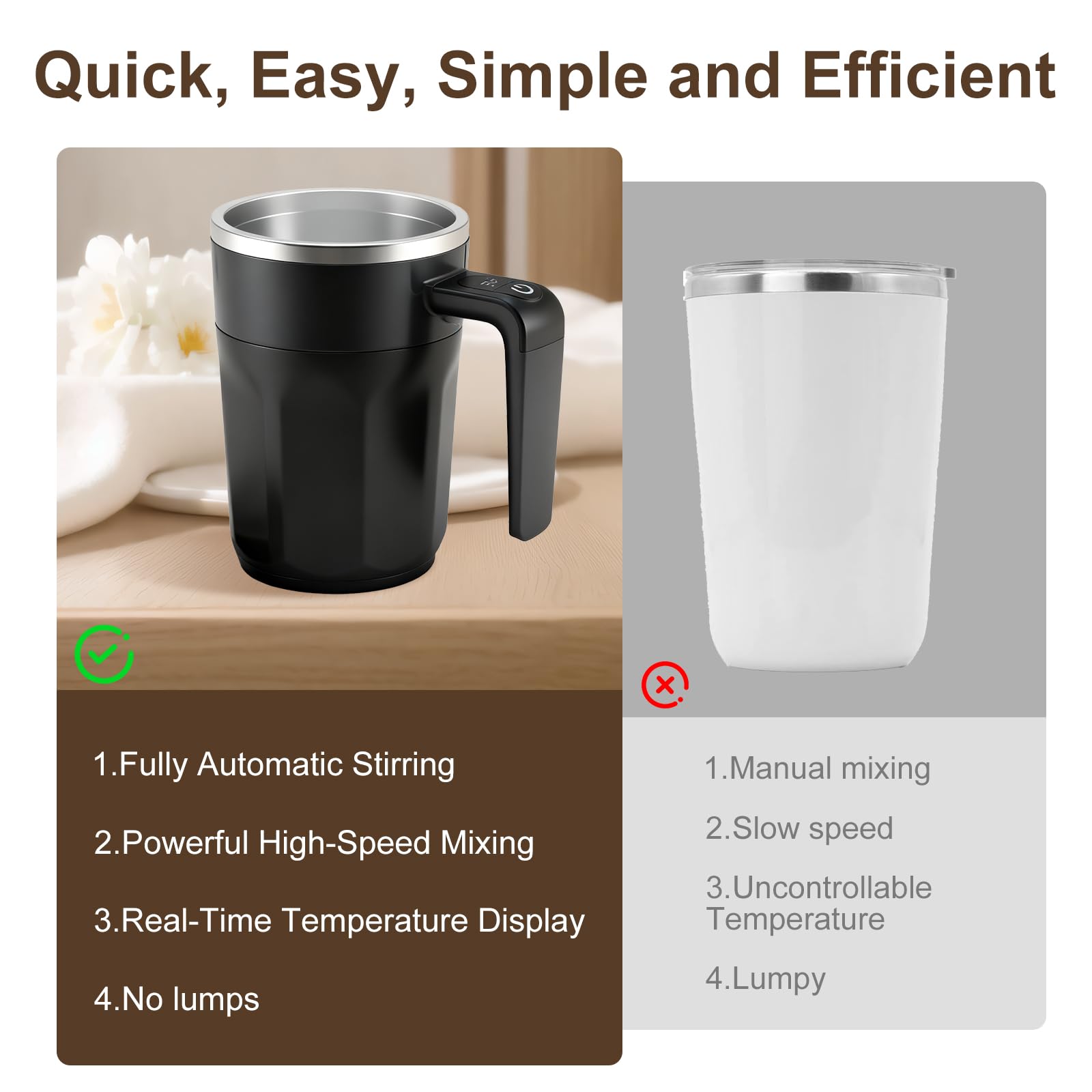 Ftutom compact travel-friendly mug fits car cup holders for on-the-go beverages.