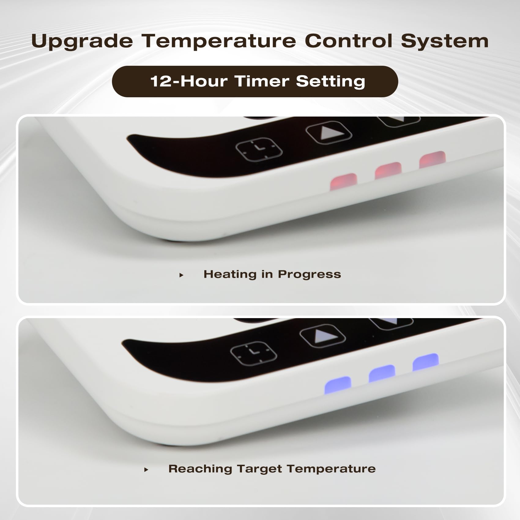 Ftzataz dual-color indicator shows heating in red and readiness in blue.