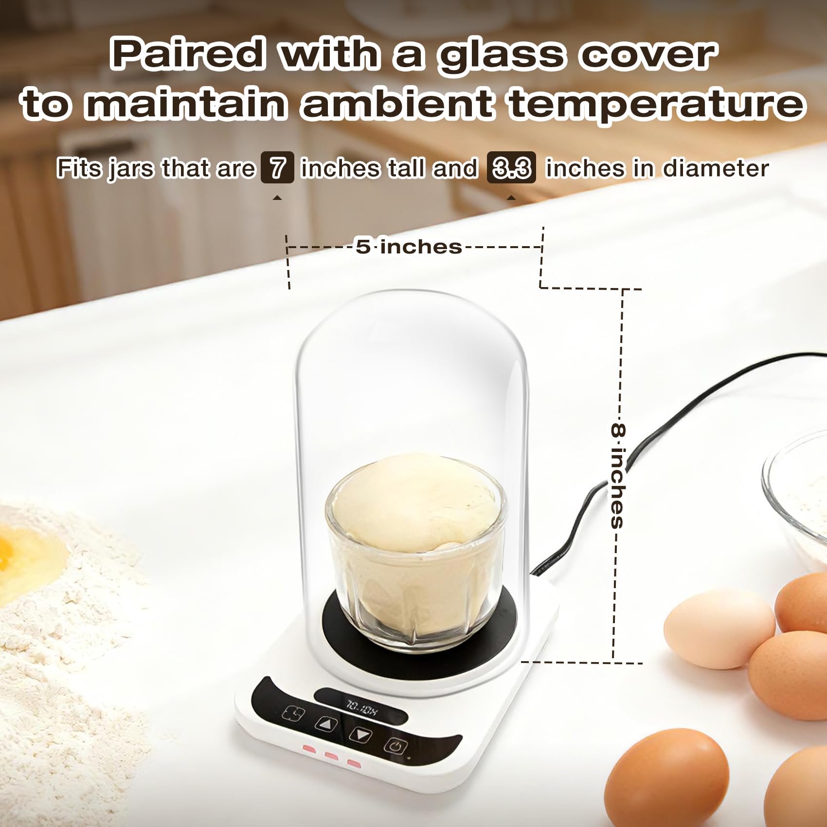 Ftzataz temperature control mat enables precise 1°F adjustments for proofing.