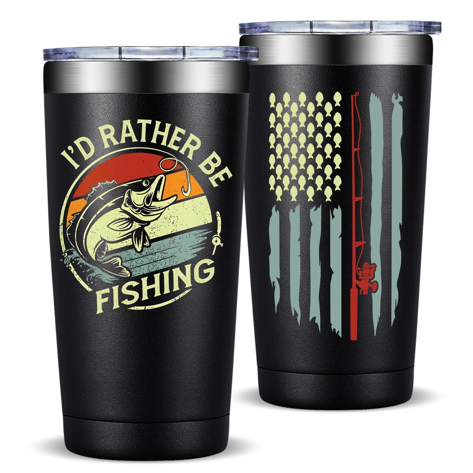 Fufandi 20oz insulated tumbler with leakproof lid, ideal for anglers by the lake