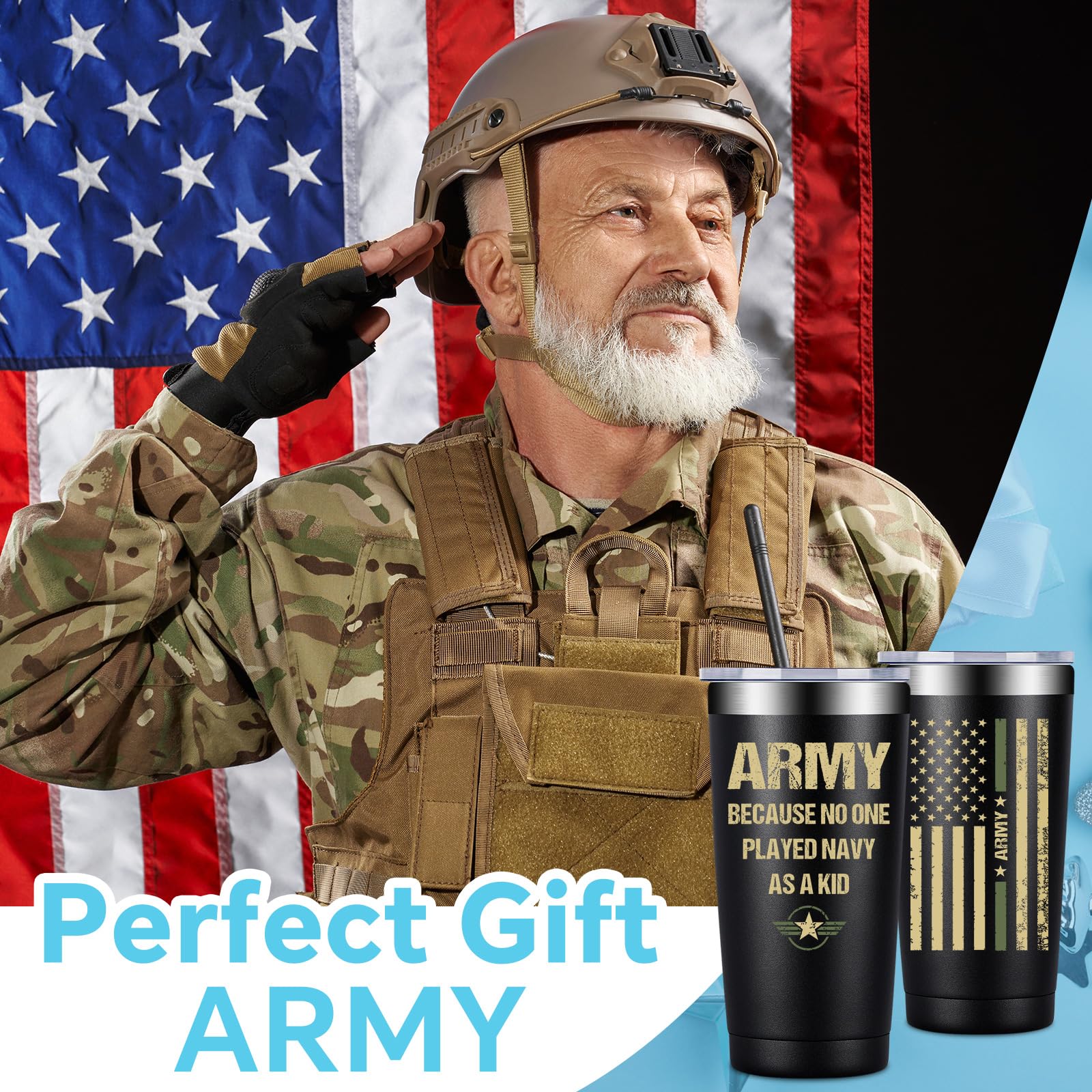 Fufandi army gifts men 20oz tumbler side handle ideal for busy days