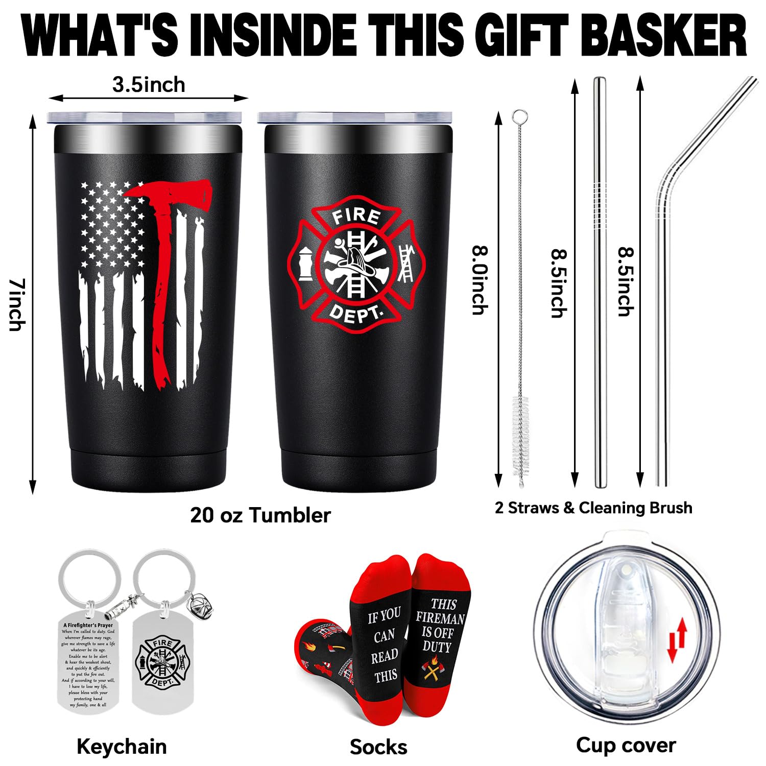 Fufandi firefighter tumbler with double wall insulation to keep drinks cooler longer.