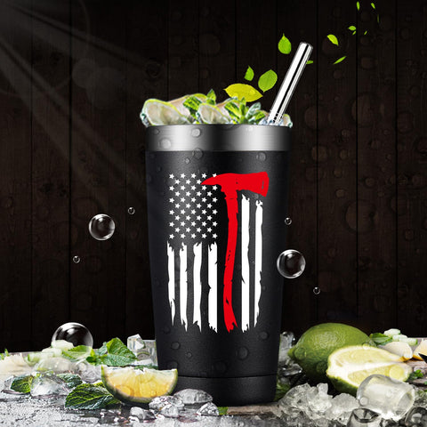 Fufandi firefighter tumbler durable stainless steel that resists rust and chipping.