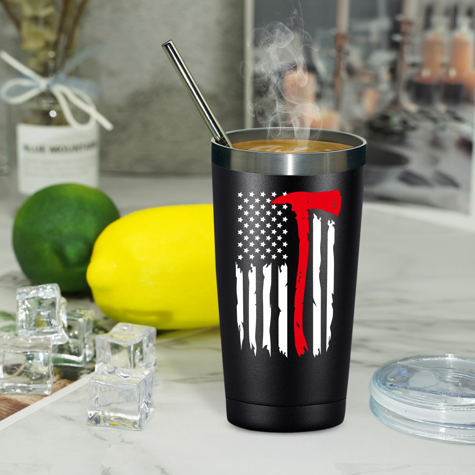 Fufandi firefighter tumbler ideal for on the go hydration.