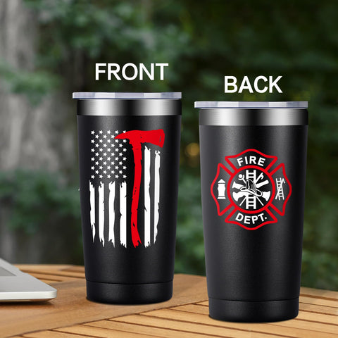 Fufandi firefighter tumbler keeps hot or cold drinks for hours.