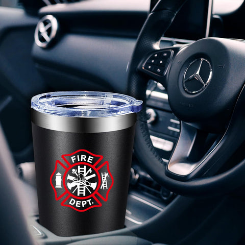 Fufandi firefighter tumbler leak proof lid ideal for travel.