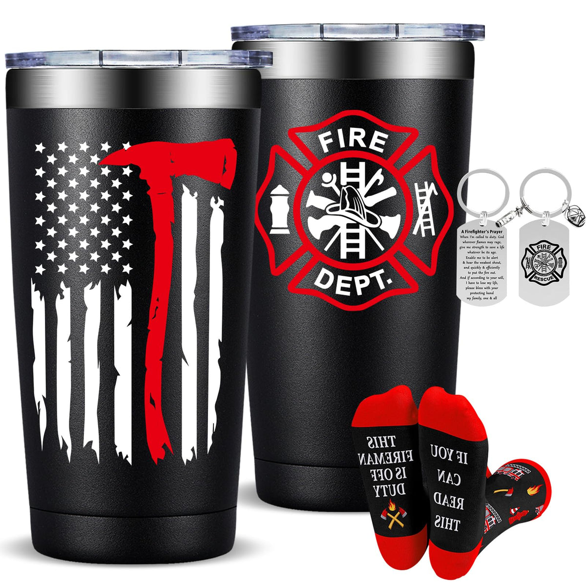 Fufandi firefighter tumbler with sleek stainless steel body for daily use.