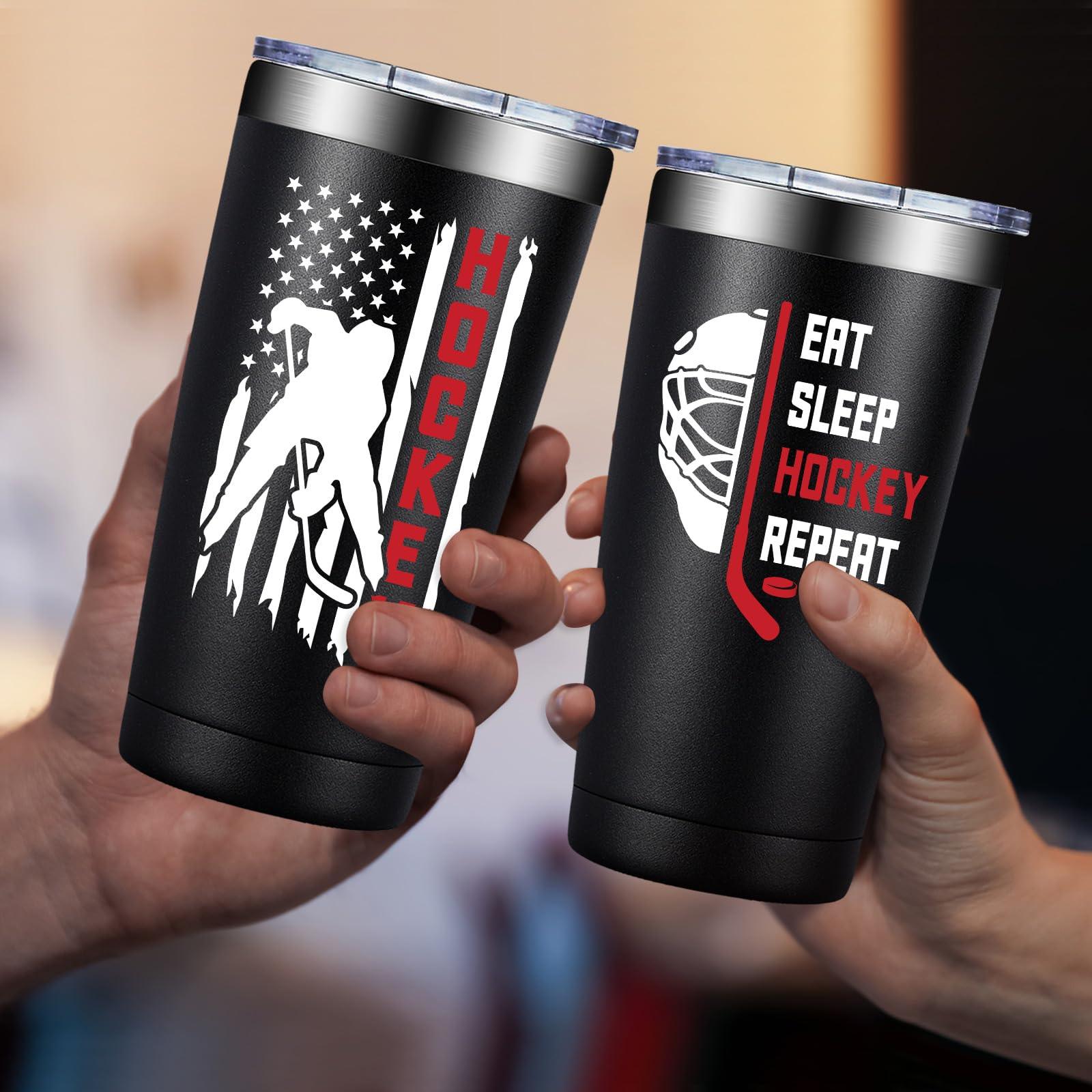 Fufandi hockey tumbler BPA-free lid prevents spills during travel