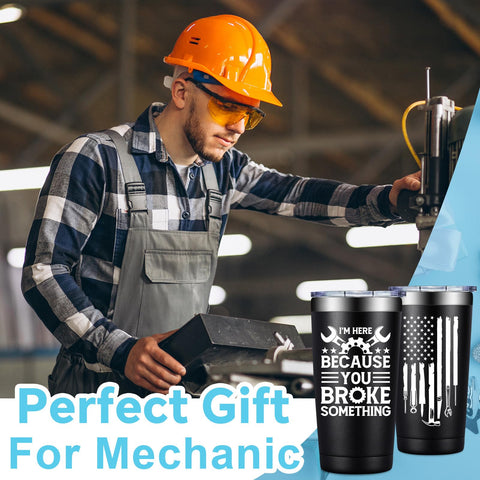 Fufandi maintenance man travel tumbler ready for on-the-go coffee.
