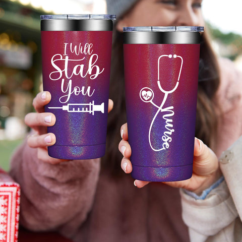 Fufandi nurse tumbler made of durable stainless steel construction.