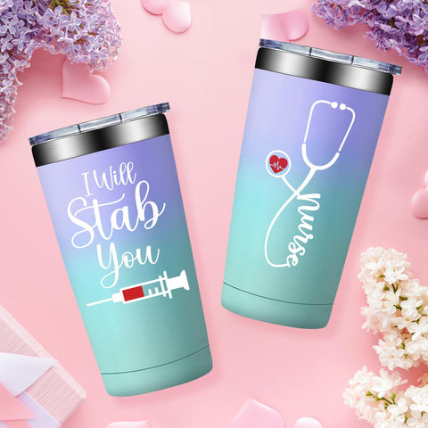 Fufandi nurse gifts tumbler insulation graphic highlighting temperature performance