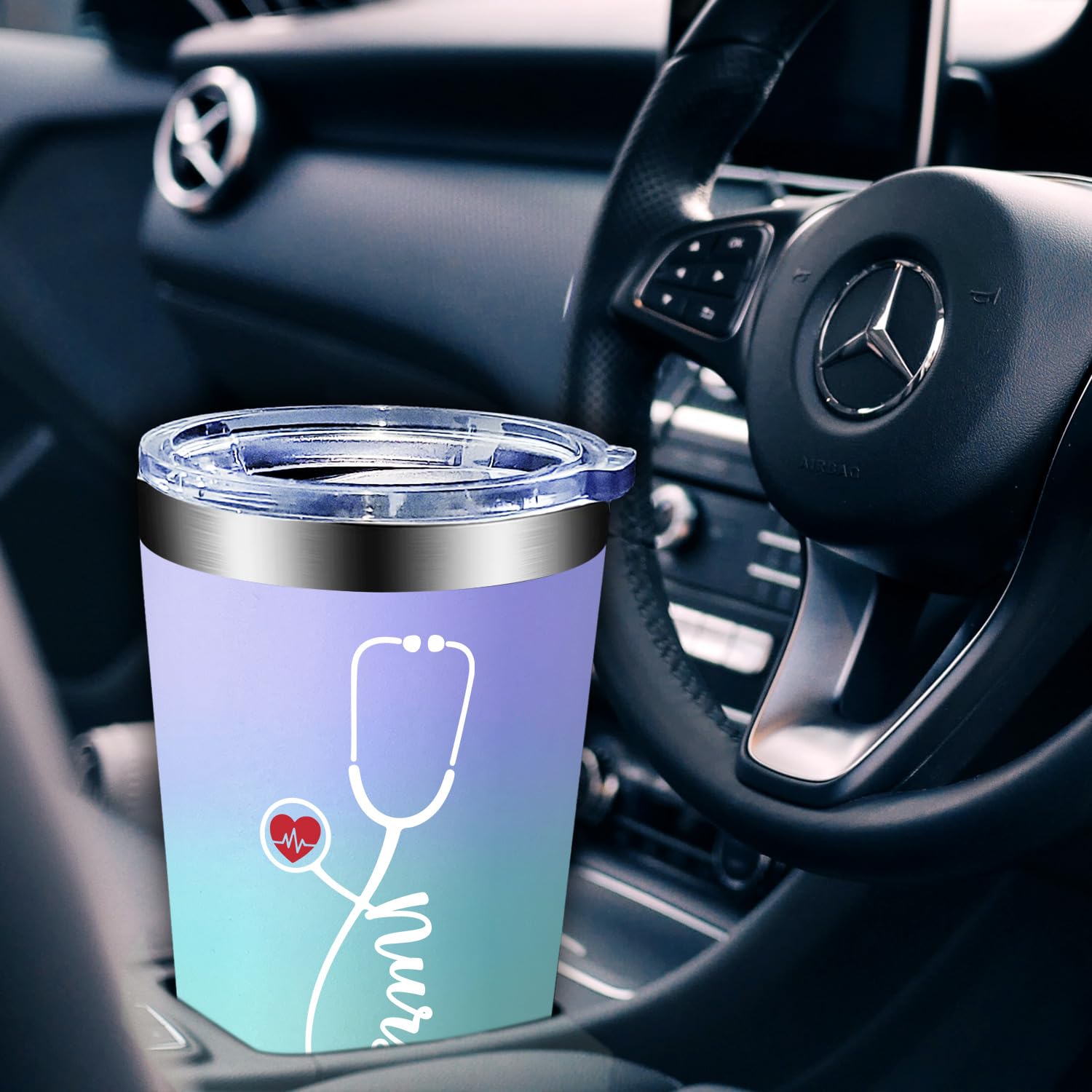 Fufandi nurse gifts tumbler on desk in a work setting