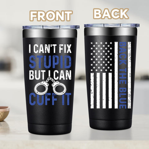 Fufandi stainless steel tumbler with BPA-free lid for spill prevention
