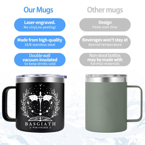 Fufendio Fourth Wing mug 14oz capacity for generous servings.