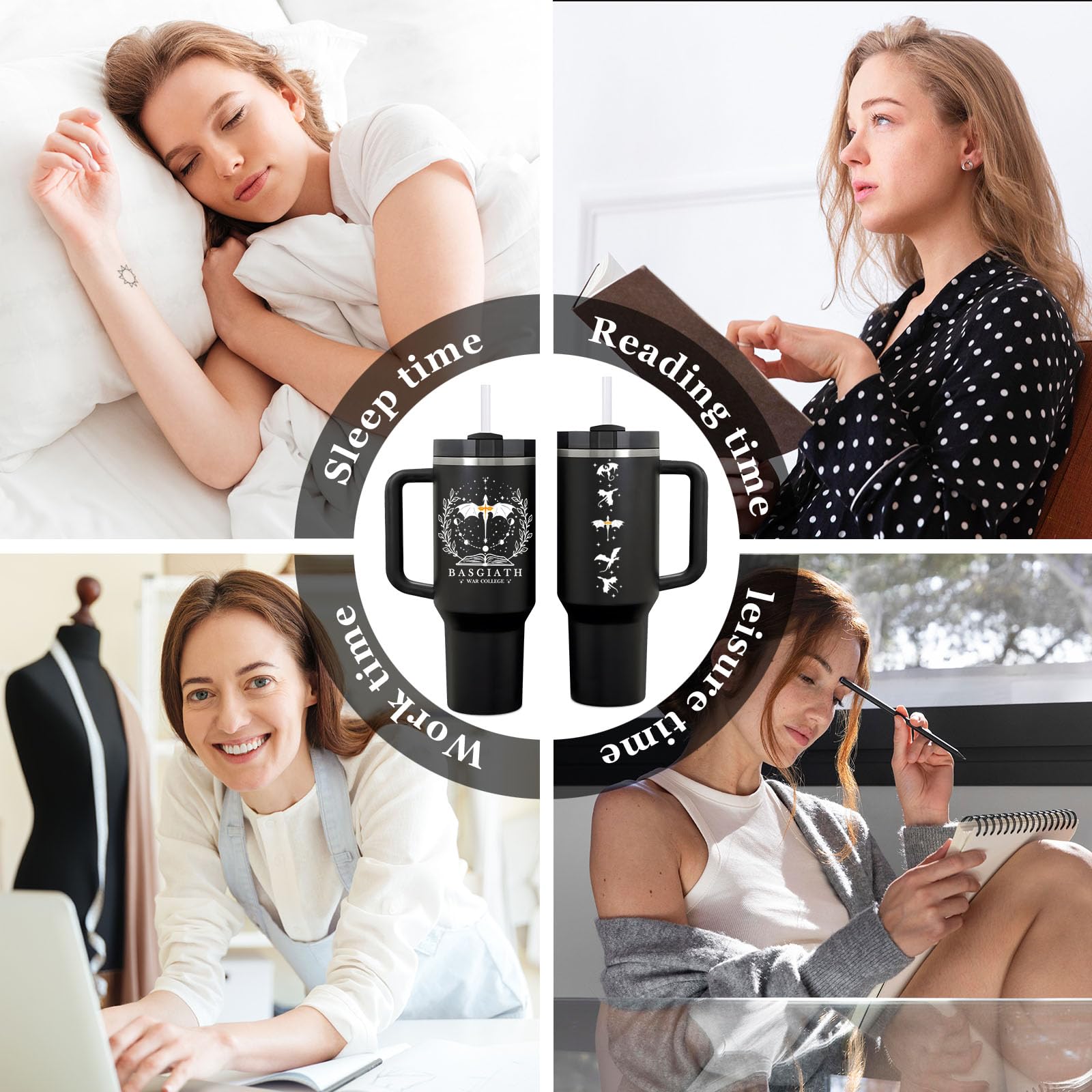 Fufendio Fourth Wing 40oz tumbler helps reduce refills during long reading sessions