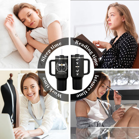 Fufendio Fourth Wing 40oz tumbler helps reduce refills during long reading sessions