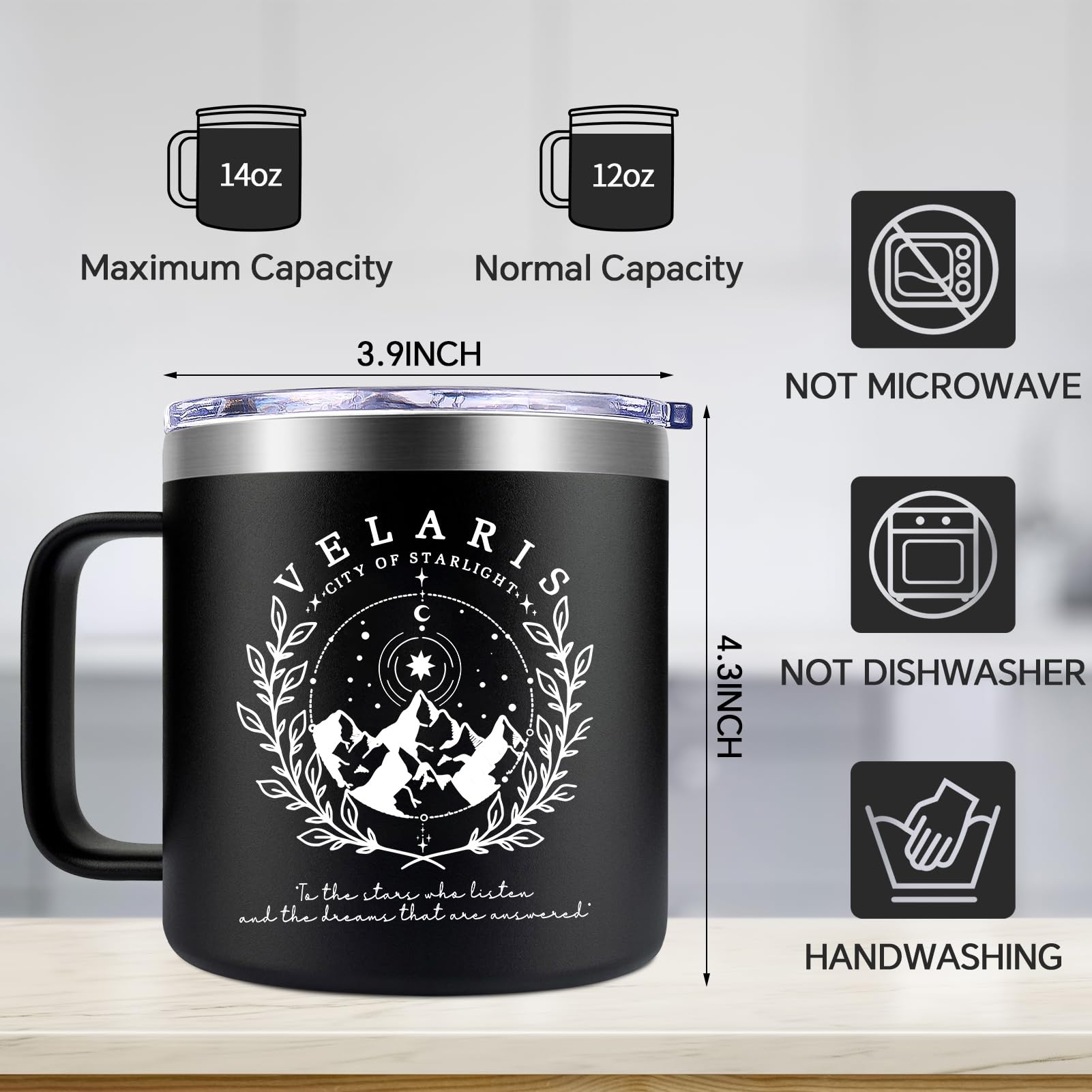Outdoor-ready Velaris mug perfect for beach, camp, or hike