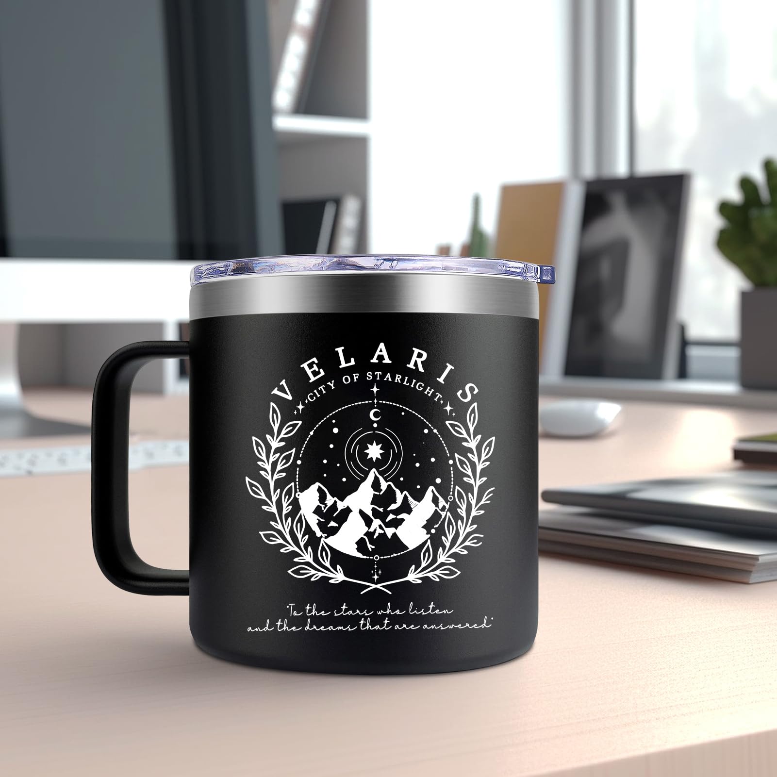 Sticker pack included with Velaris mug for a personalized bookish touch