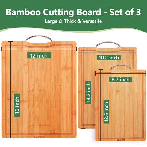FUHITIM bamboo cutting board large top view highlighting wide surface for chopping and serving