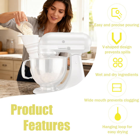 Fukaisu flour funnel compatible with KSM150 Artisan for easy stand mixer use
