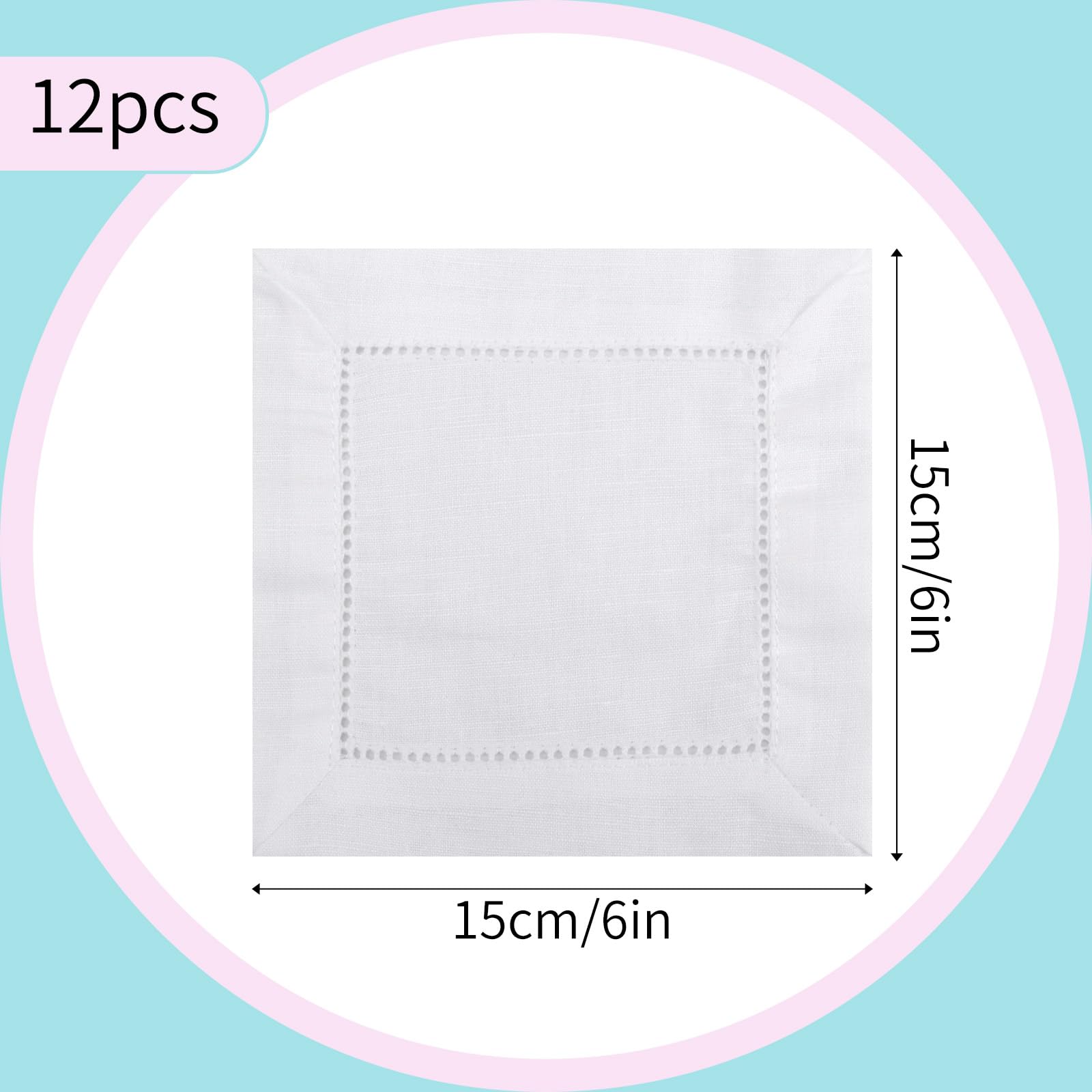 Fukaisu linen cocktail napkins 6x6 folded white ideal for guest tables and easy cleanup.