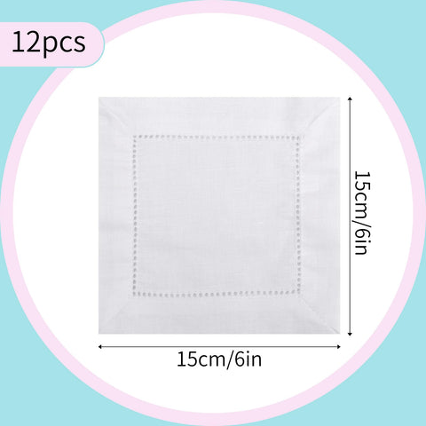 Fukaisu linen cocktail napkins 6x6 folded white ideal for guest tables and easy cleanup.