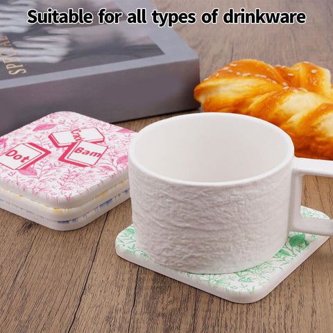 Fukaisu Mahjong coaster in blue featuring Dot Bam Crack and floral motif.