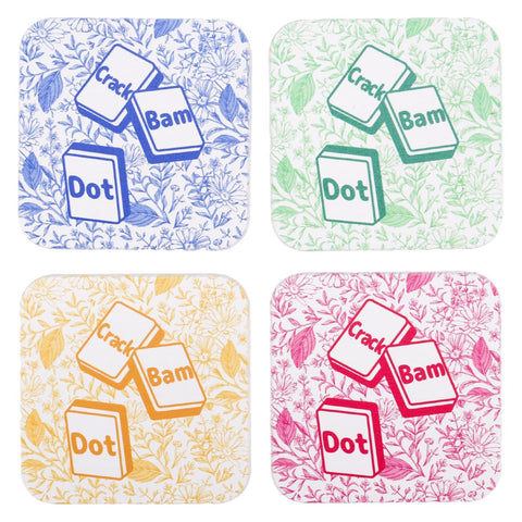 Fukaisu Mahjong coaster with green Dot Bam Crack design for table protection.