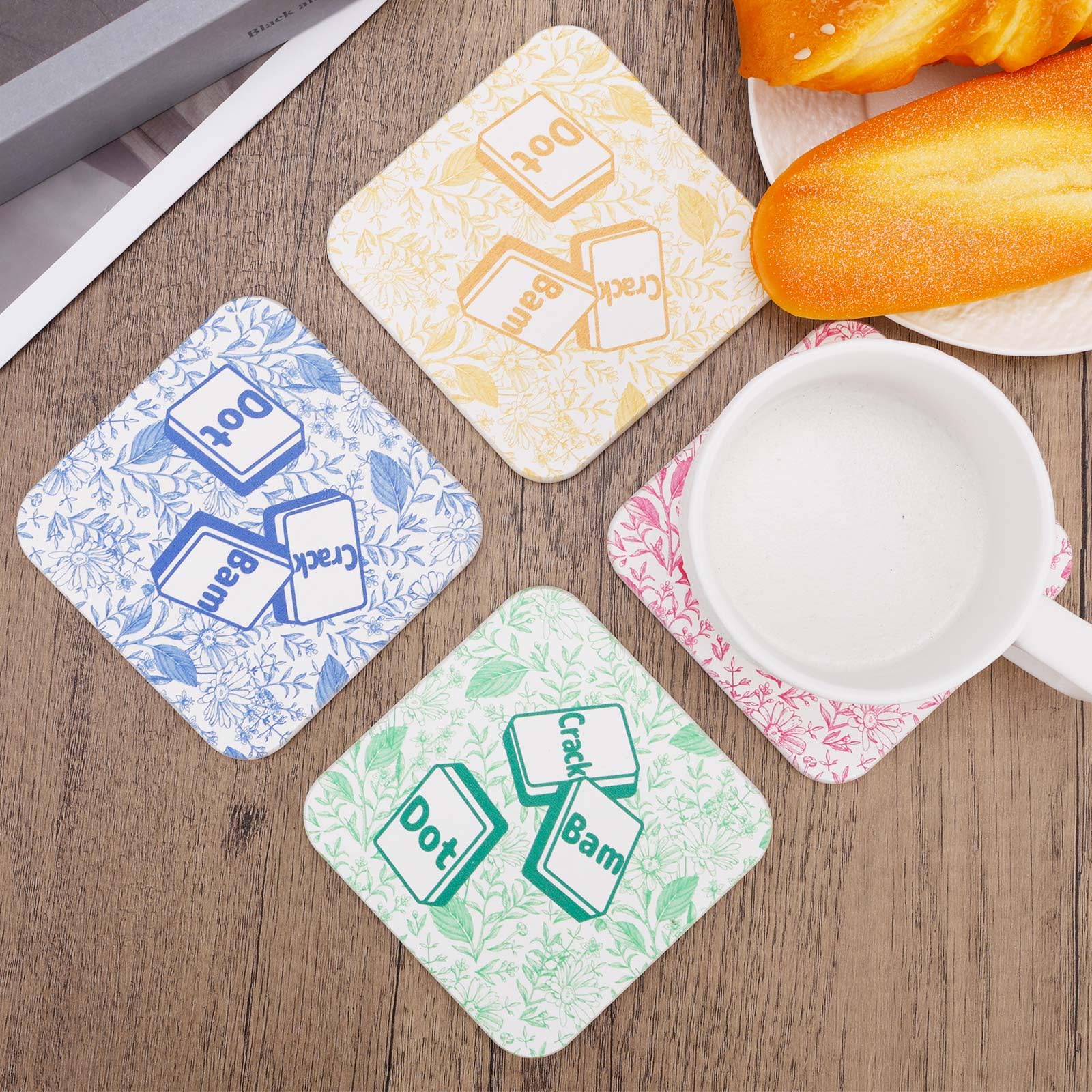 Fukaisu floral green Mahjong coaster for everyday use and surface protection.