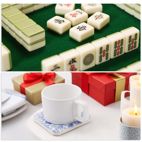 Fukaisu floral yellow Mahjong coaster adds color to desks and tables.