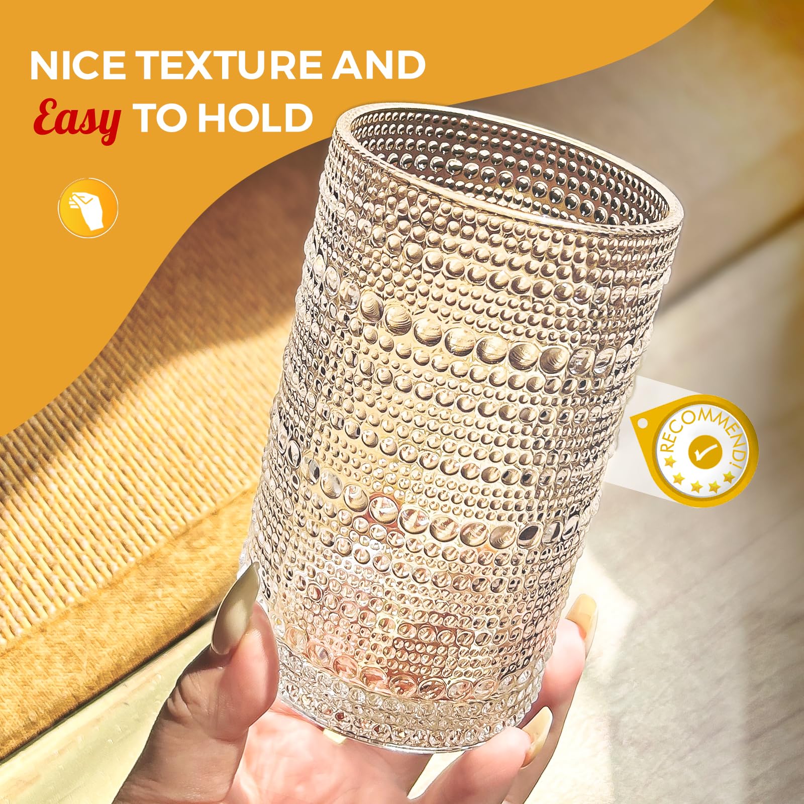 FULGNU hobnail glass 10oz ideal for cocktails and everyday drinks.