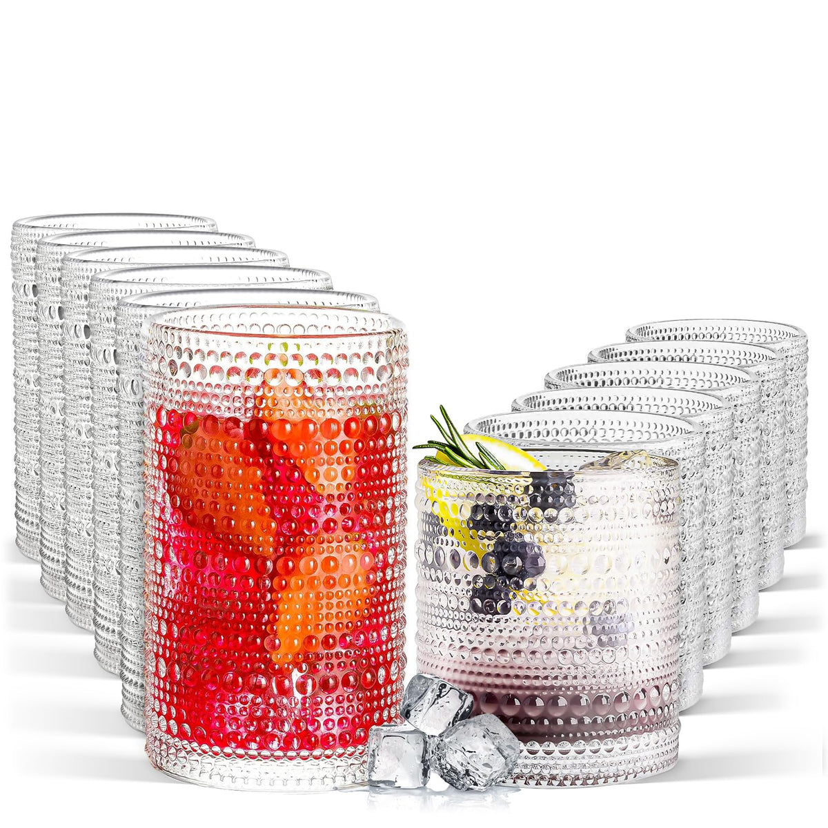FULGNU hobnail glass 11.8oz with beaded detail for elegant entertaining.