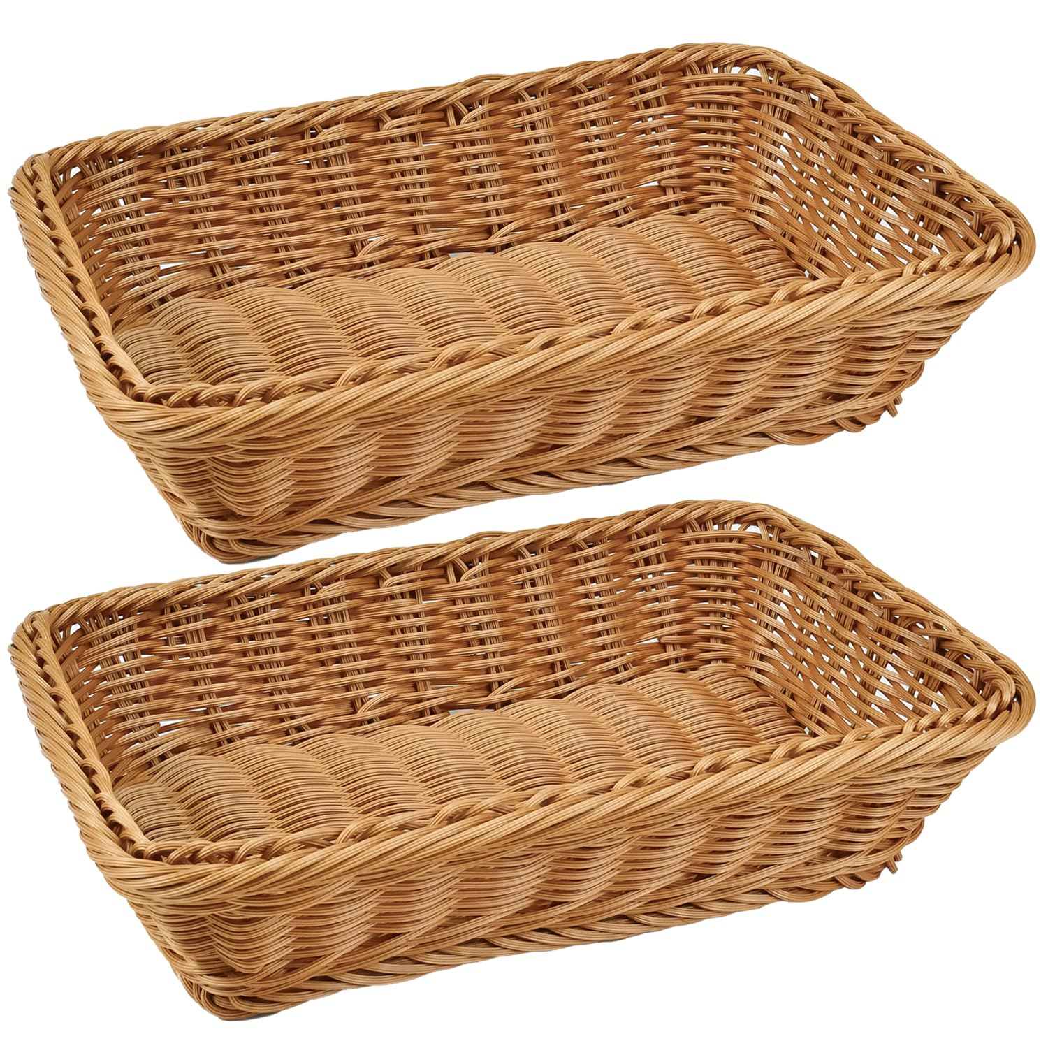 Fulhdedi rectangular poly-wicker bread basket for table display and food service