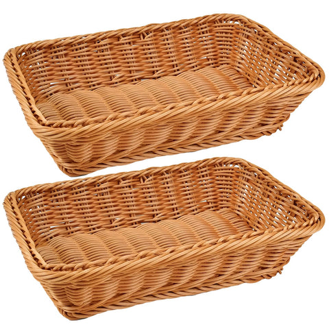 Fulhdedi rectangular poly-wicker bread basket for table display and food service
