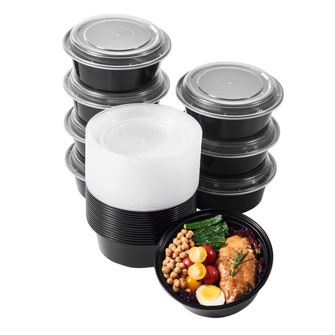FULING 32 oz round meal prep containers with lids for organized portions
