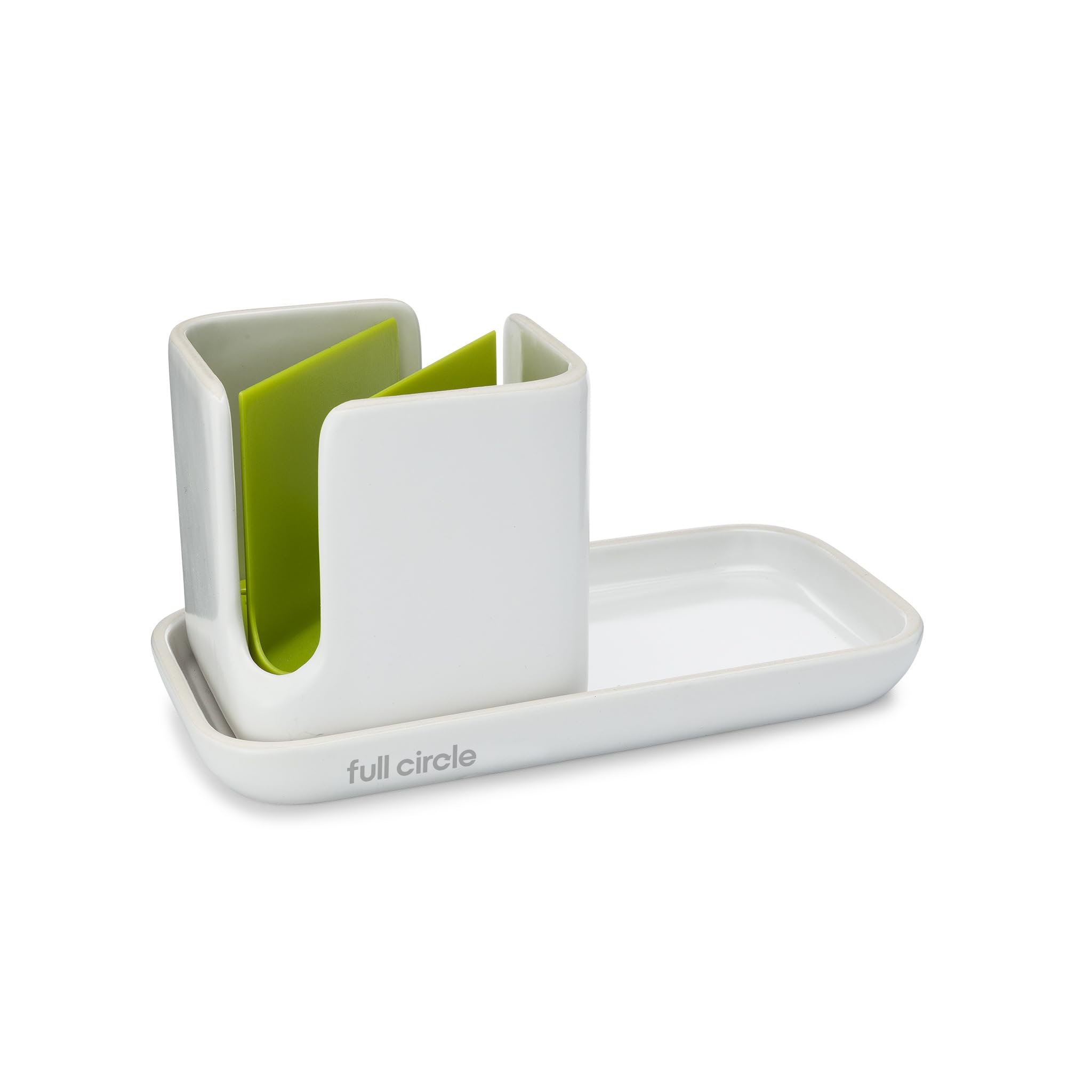 Full Circle Stash sink caddy front view keeps scrubbers organized and within reach