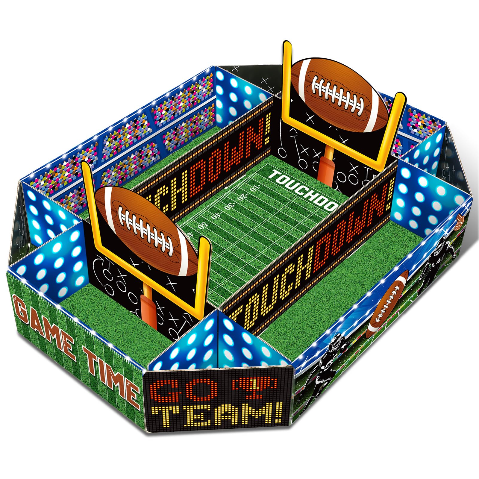 Fullhawl football snack tray assembled for serving at home party