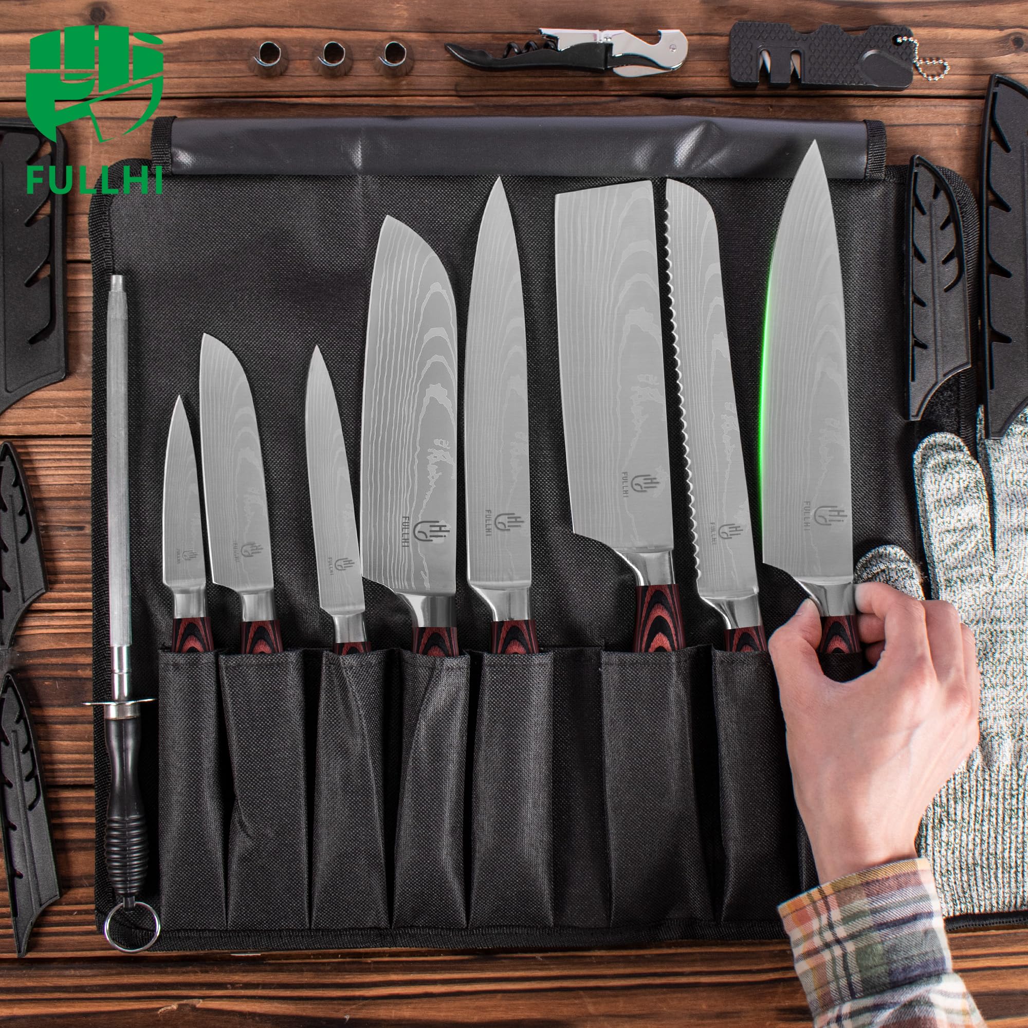 FULLHI 7-inch nakiri knife ideal for precise vegetable prep and even slices.