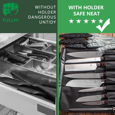 FULLHI 7-inch santoku knife versatile for chopping, dicing, and mincing.
