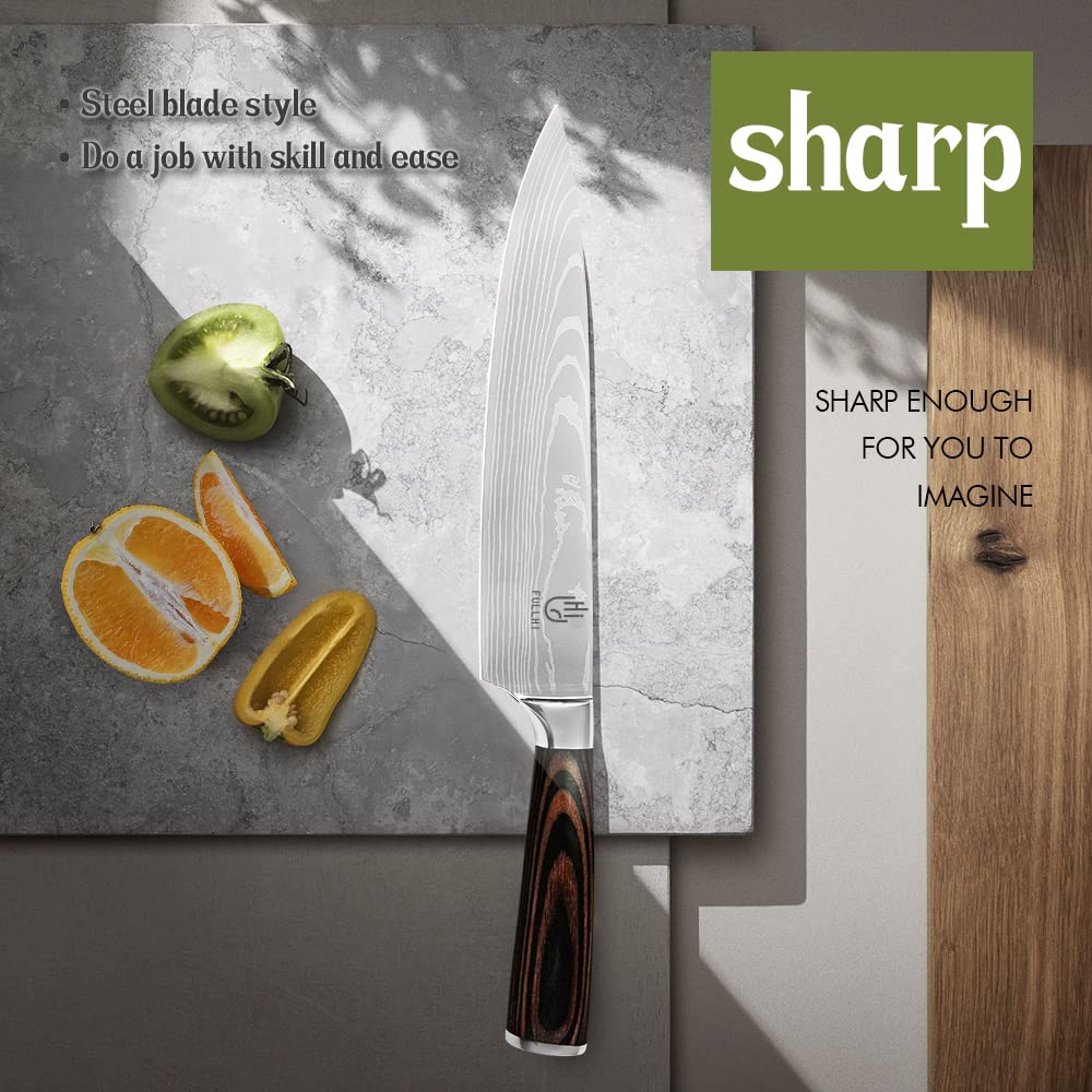 FULLHI knife set cleaver knife close-up ready for chopping