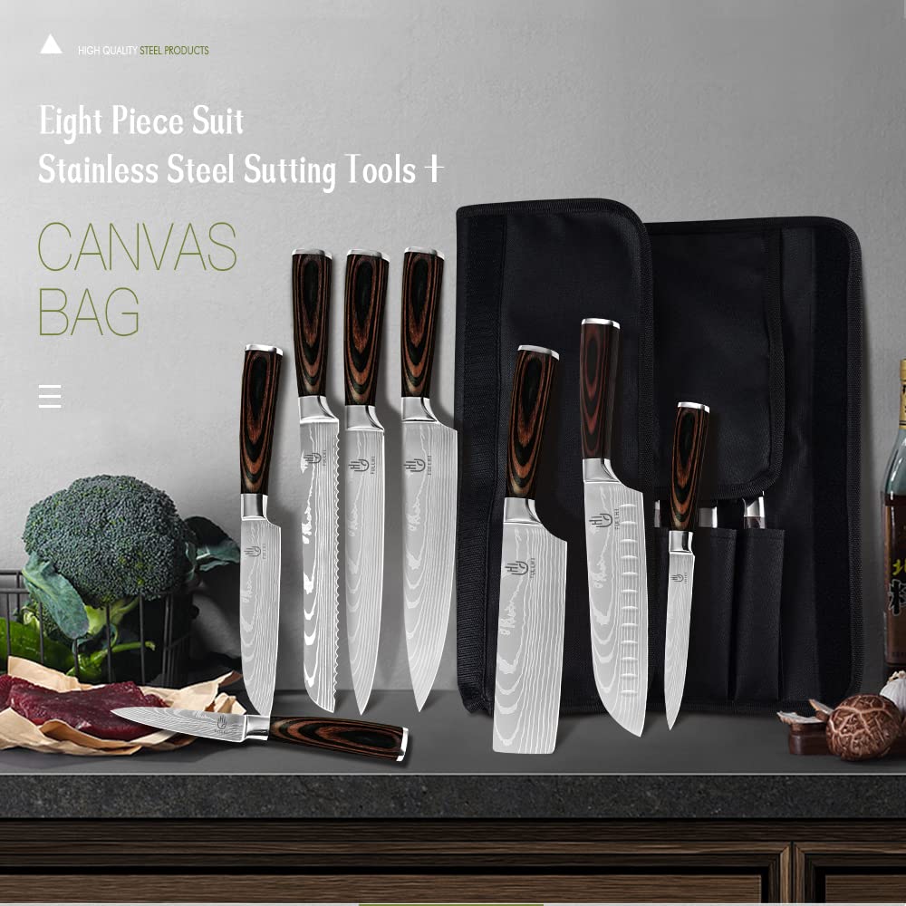 FULLHI knife set slicer blade view highlighting long, straight cut