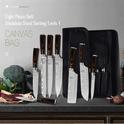 FULLHI knife set slicer blade view highlighting long, straight cut