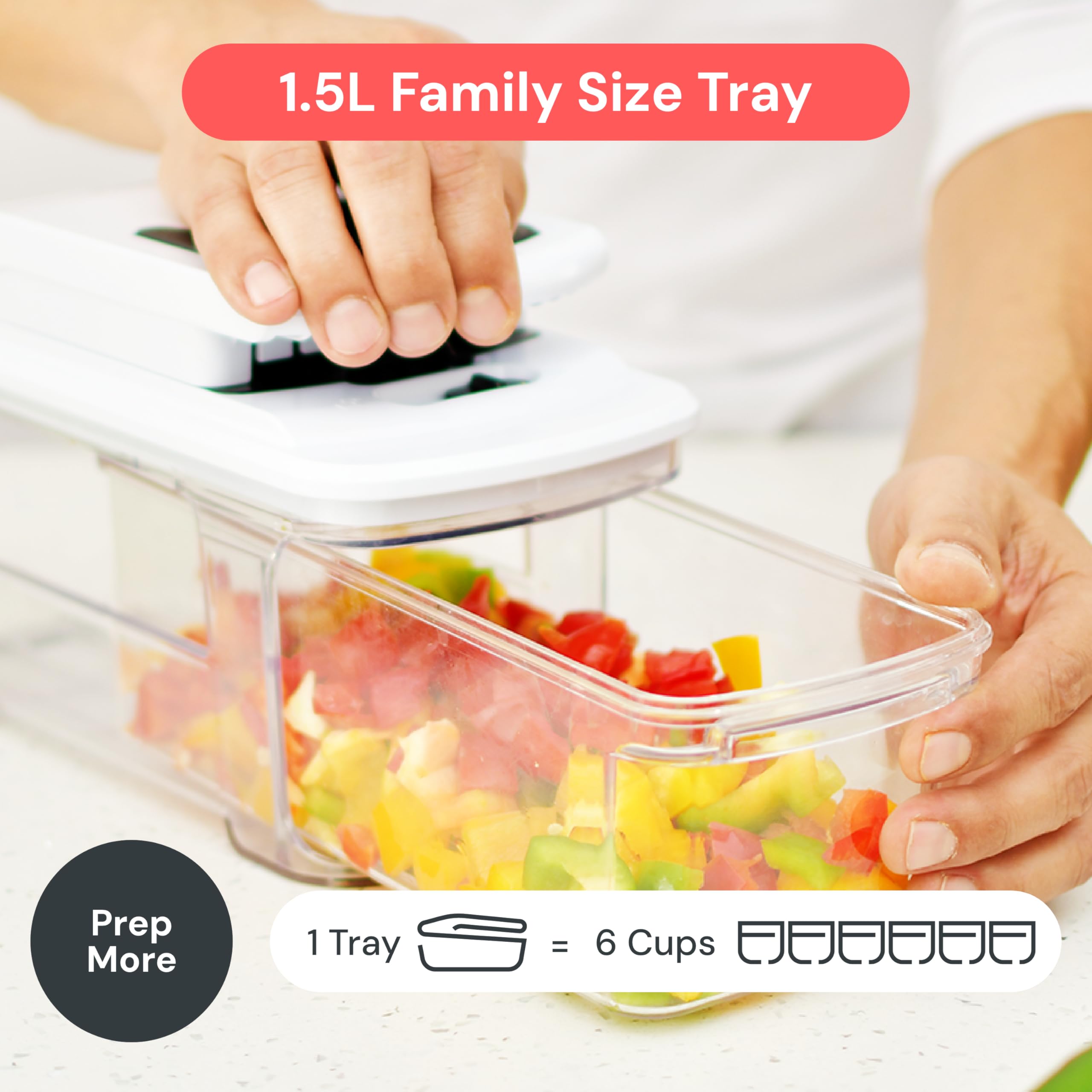 Fullstar 420J stainless steel blades stay sharp for kitchen tasks.