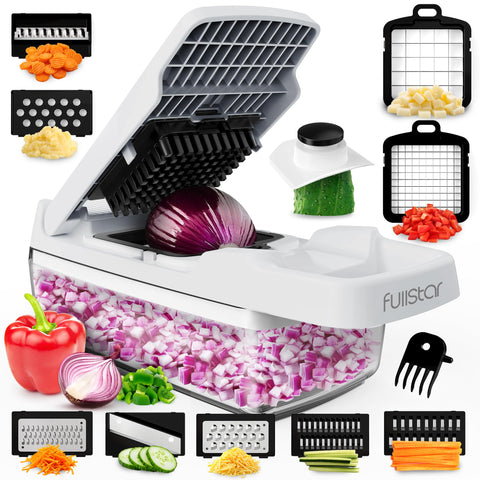 Fullstar 9-in-1 chopper and mandoline setup for quick versatile meal prep