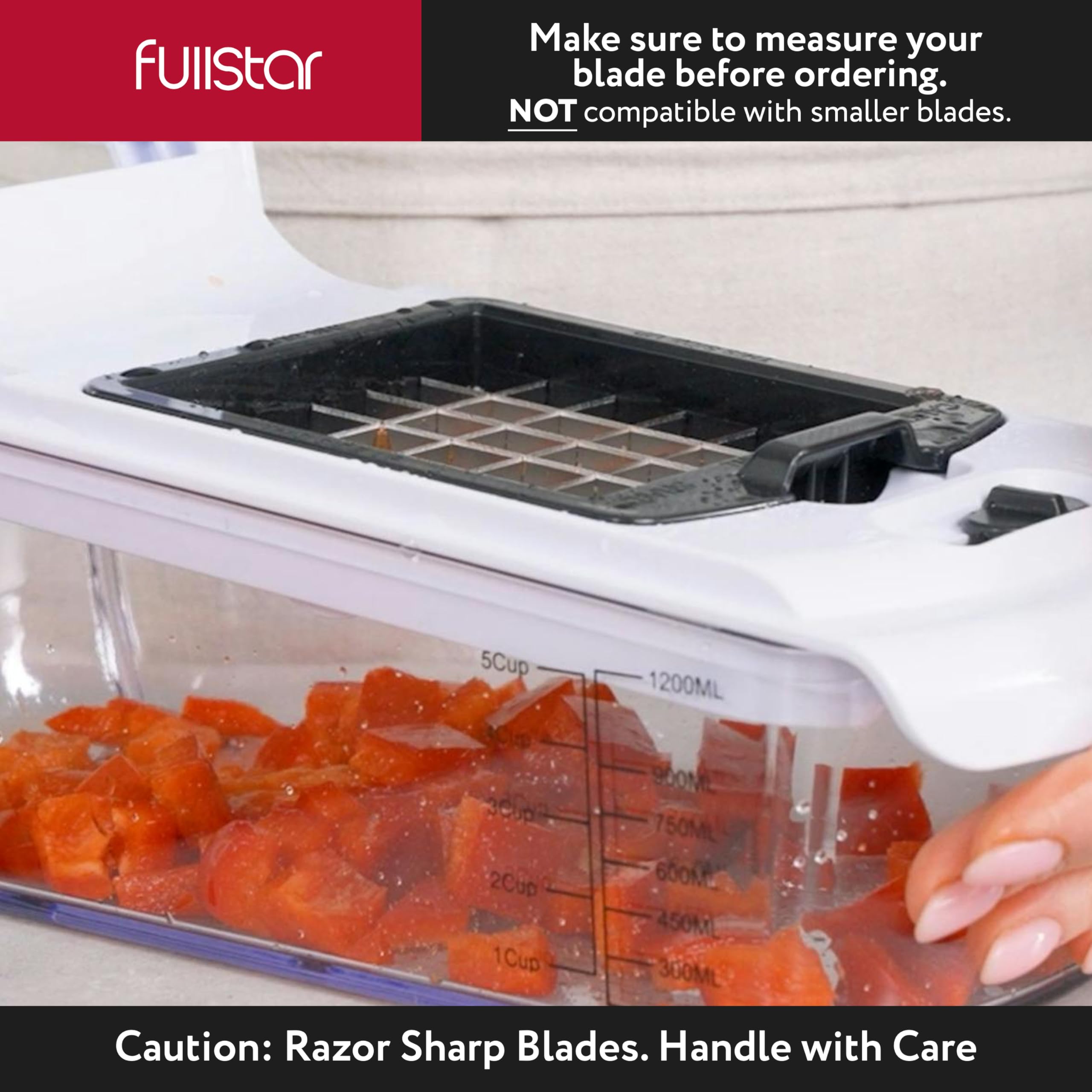 Fullstar blade replacement large-dice blades deliver uniform chunks for potatoes and apples.