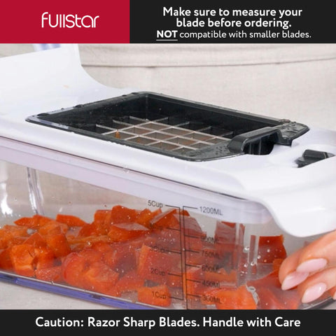 Fullstar blade replacement large-dice blades deliver uniform chunks for potatoes and apples.
