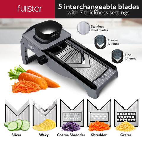 Fullstar adjustable-thickness feature for consistent 1mm to 7mm slices.